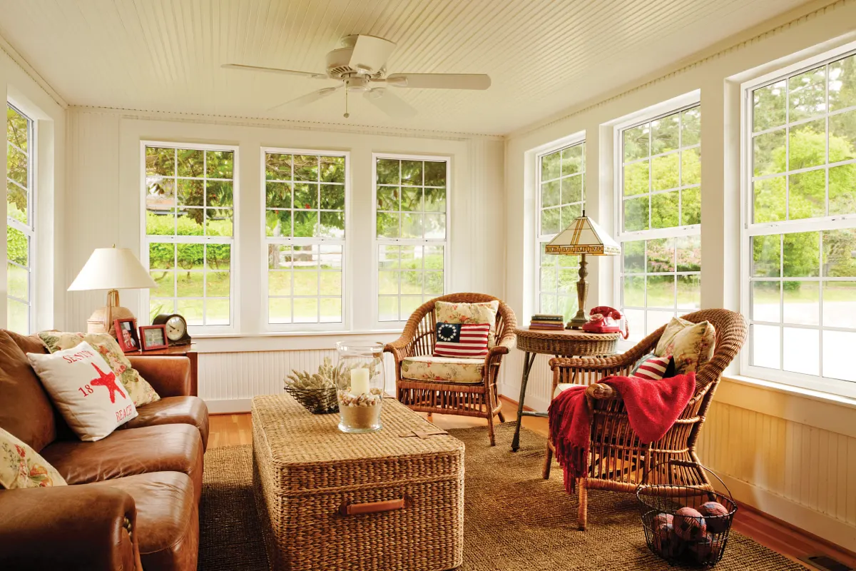 Sunroom with Alside Fairfield single-hung windows