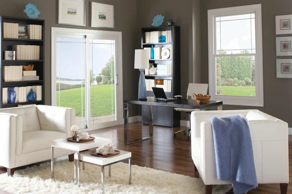 Home office with an Alside Promenade sliding patio door