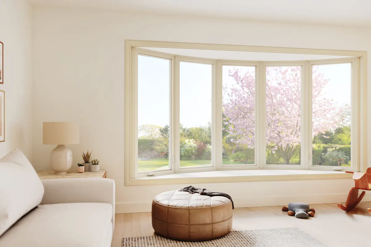 Living room with an Alside Sovereign bay window