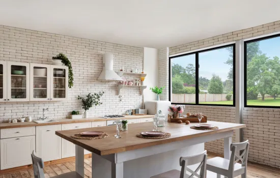 Kitchen with Anlin Designer Black windows