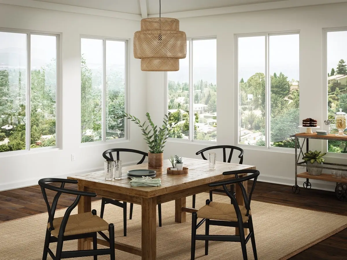 Dining room with Milgard V300 Trinsic windows