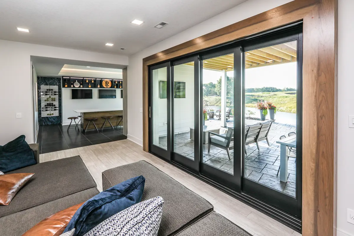 Living room with a large Windsor Pinnacle sliding door system