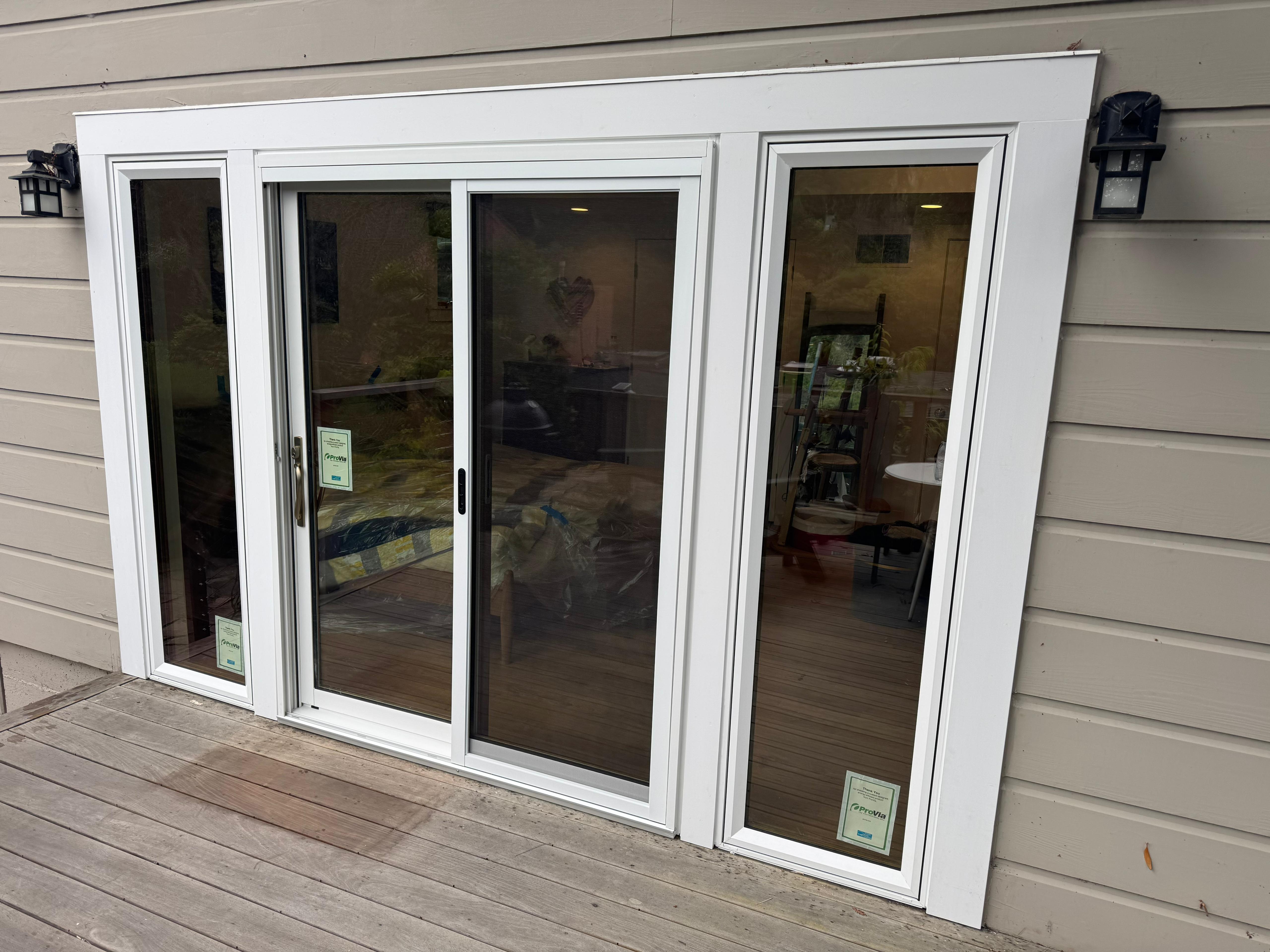 ProVia 4-panel sliding glass door installed on deck, East Bay CA